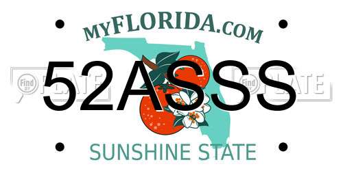 52ASSS Florida License Plate