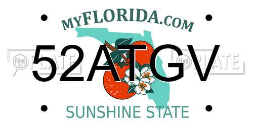 52ATGV Florida License Plate