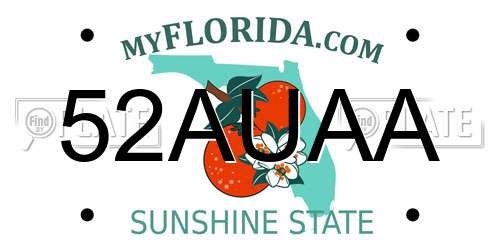 52AUAA Florida License Plate