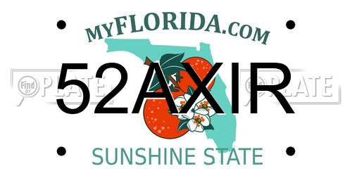 52AXIR Florida License Plate