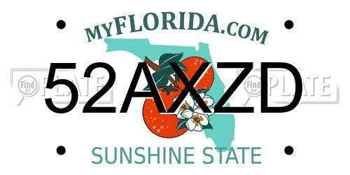 52AXZD Florida License Plate