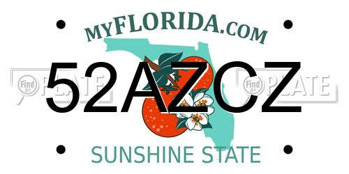 52AZCZ Florida License Plate