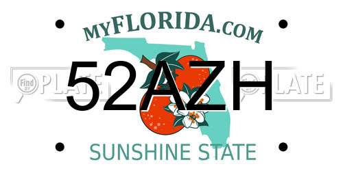 52AZH Florida License Plate