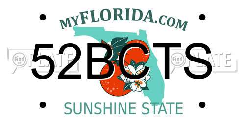 52BCTS Florida License Plate