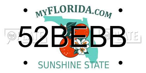 52BEBB Florida License Plate
