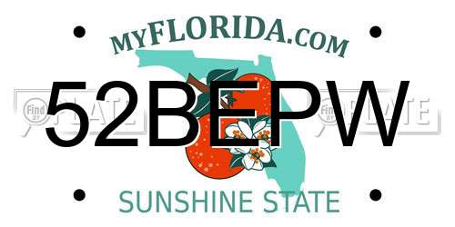 52BEPW Florida License Plate