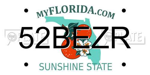 52BEZR Florida License Plate