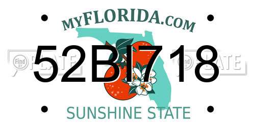 52BI718 Florida License Plate