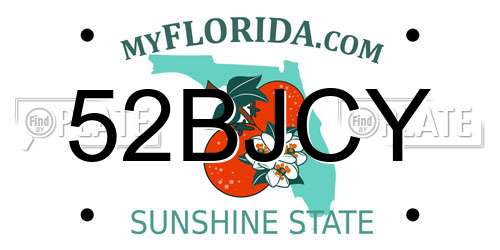 52BJCY Florida License Plate