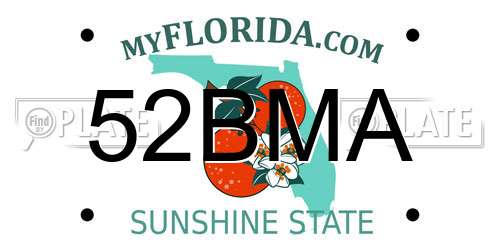 52BMA Florida License Plate