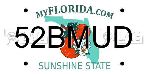 52BMUD Florida License Plate