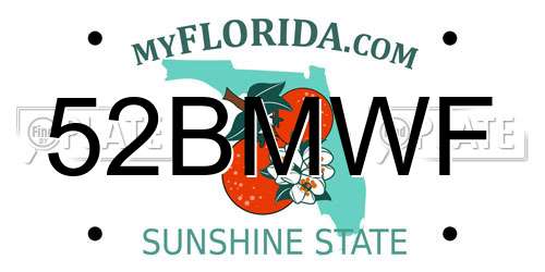52BMWF Florida License Plate