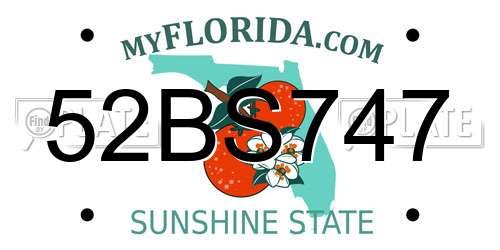 52BS747 Florida License Plate