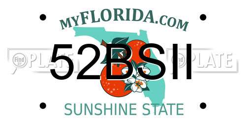 52BSII Florida License Plate