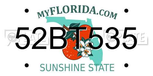 52BT535 Florida License Plate