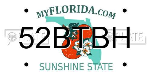 52BTBH Florida License Plate