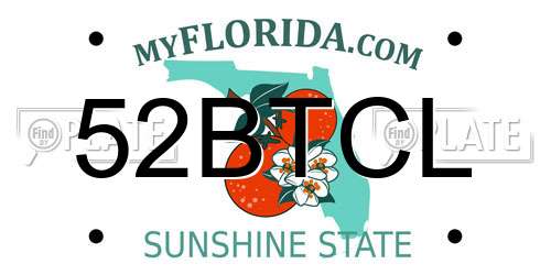 52BTCL Florida License Plate