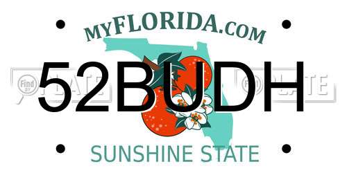 52BUDH Florida License Plate