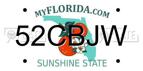 52CBJW Florida License Plate