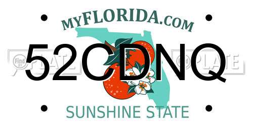 52CDNQ Florida License Plate