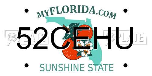 52CEHU Florida License Plate