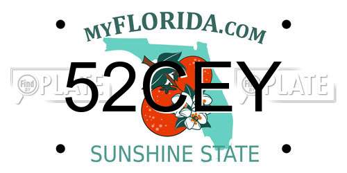 52CEY Florida License Plate