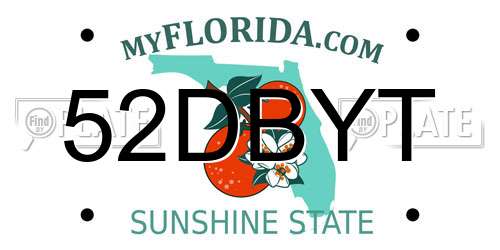 52DBYT Florida License Plate