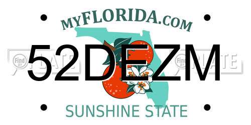 52DEZM Florida License Plate