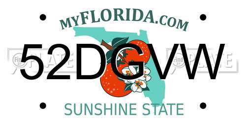 52DGVW Florida License Plate