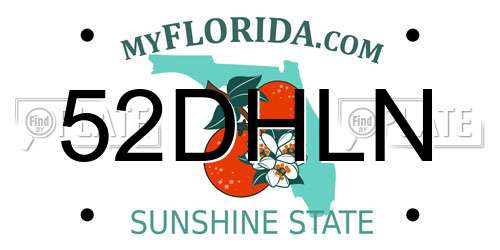 52DHLN Florida License Plate