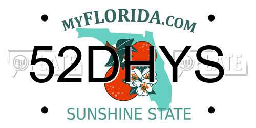52DHYS Florida License Plate