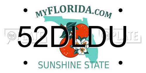 52DLDU Florida License Plate
