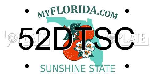 52DTSC Florida License Plate