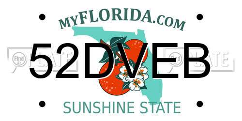 52DVEB Florida License Plate