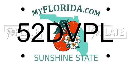 52DVPL Florida License Plate