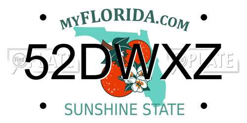 52DWXZ Florida License Plate
