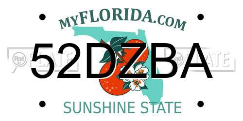 52DZBA Florida License Plate