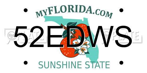 52EDWS Florida License Plate