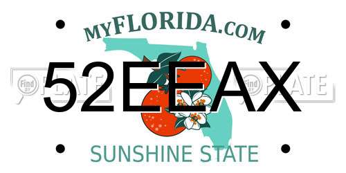 52EEAX Florida License Plate