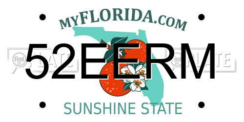 52EERM Florida License Plate