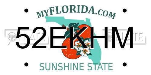 52EKHM Florida License Plate