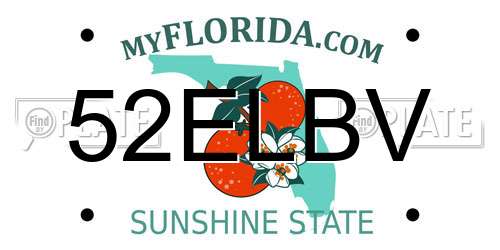 52ELBV Florida License Plate