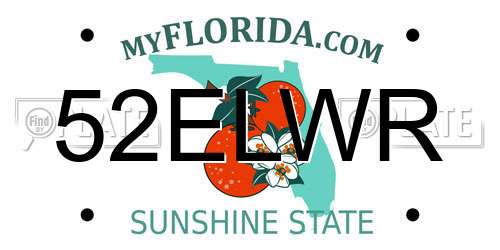 52ELWR Florida License Plate