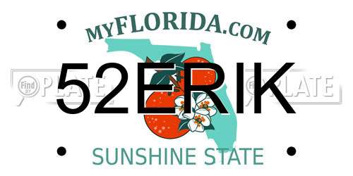 52ERIK Florida License Plate