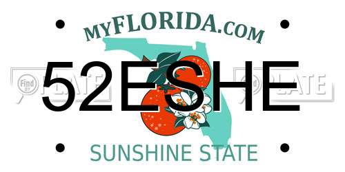 52ESHE Florida License Plate