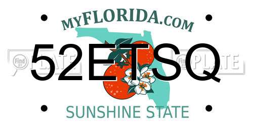52ETSQ Florida License Plate