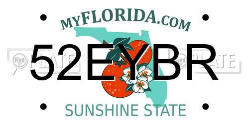 52EYBR Florida License Plate