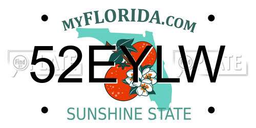 52EYLW Florida License Plate