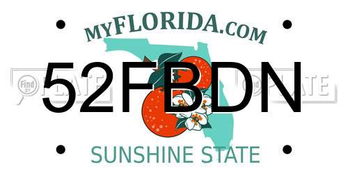 52FBDN Florida License Plate