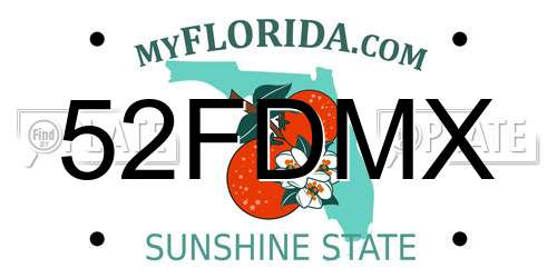 52FDMX Florida License Plate
